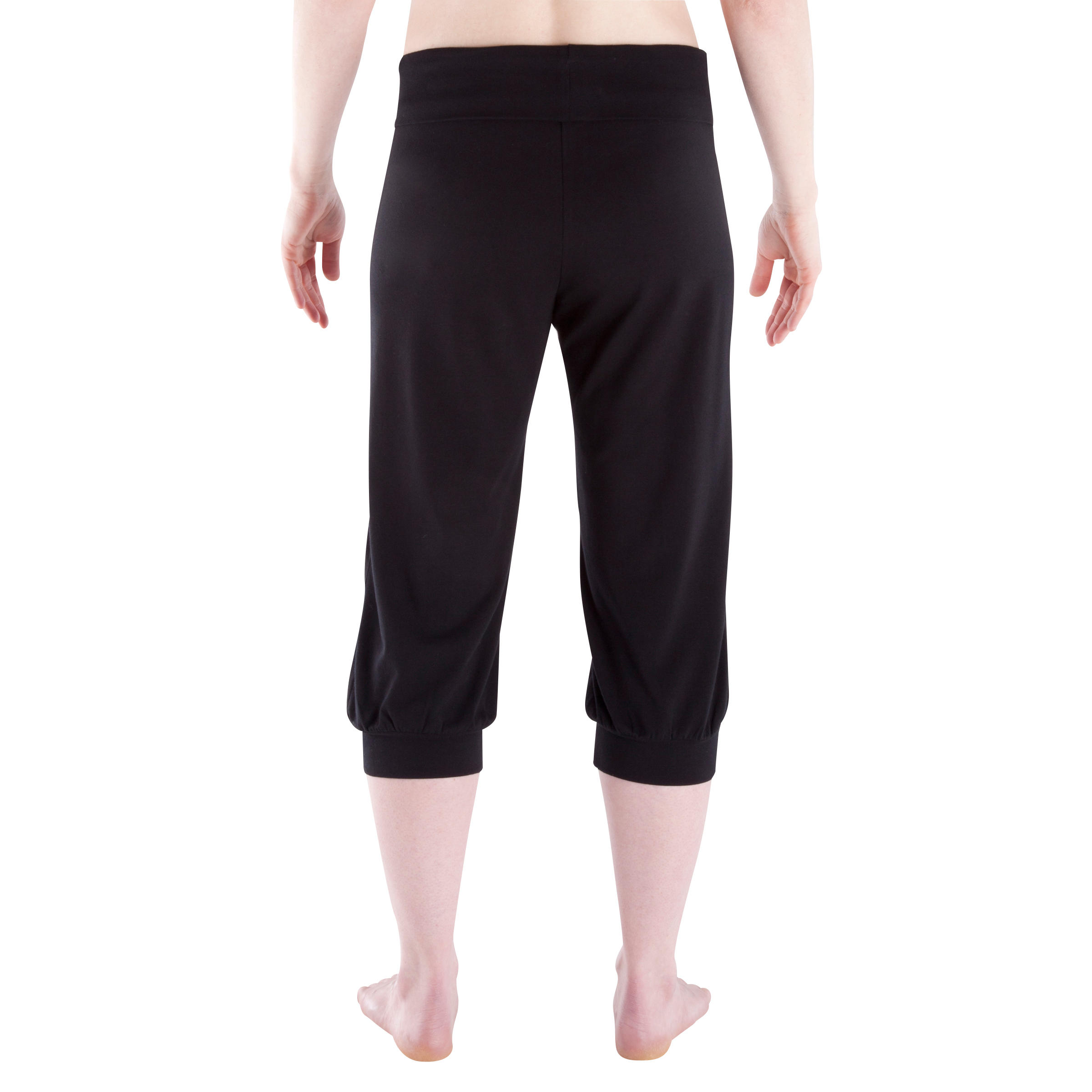 Women's Gentle Gymnastics Yoga & Pilates Organic-cotton Cropped Bottoms - Black 4/5