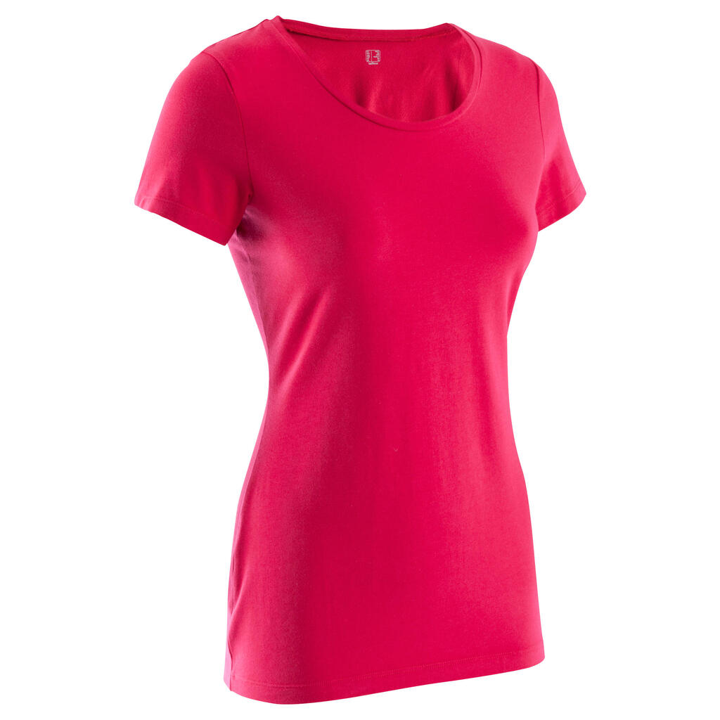 Essential Athletee Women's Cotton and Elastane Fitness T-Shirt - Mottled Pink