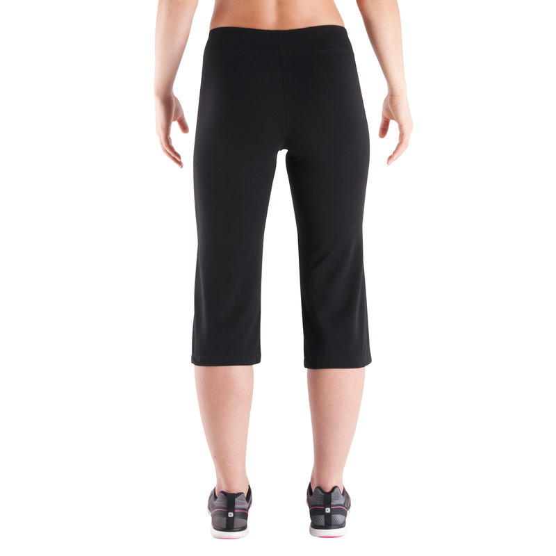 FIT+ Women's RegularFit Fitness Cropped Bottoms Black Decathlon