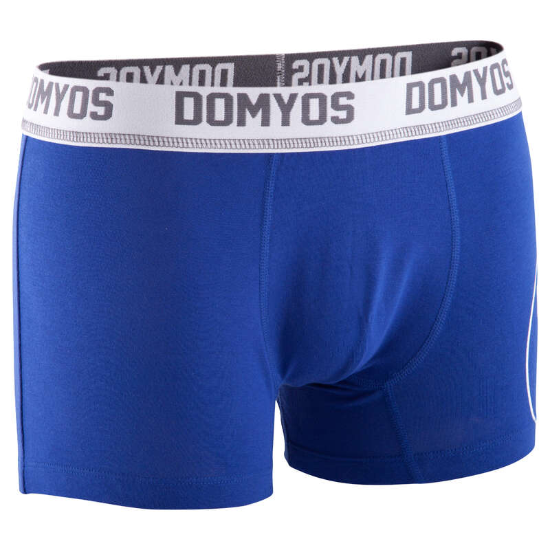 DOMYOS Cotton Fitness Boxers 2Pack Blue/Grey with 76...