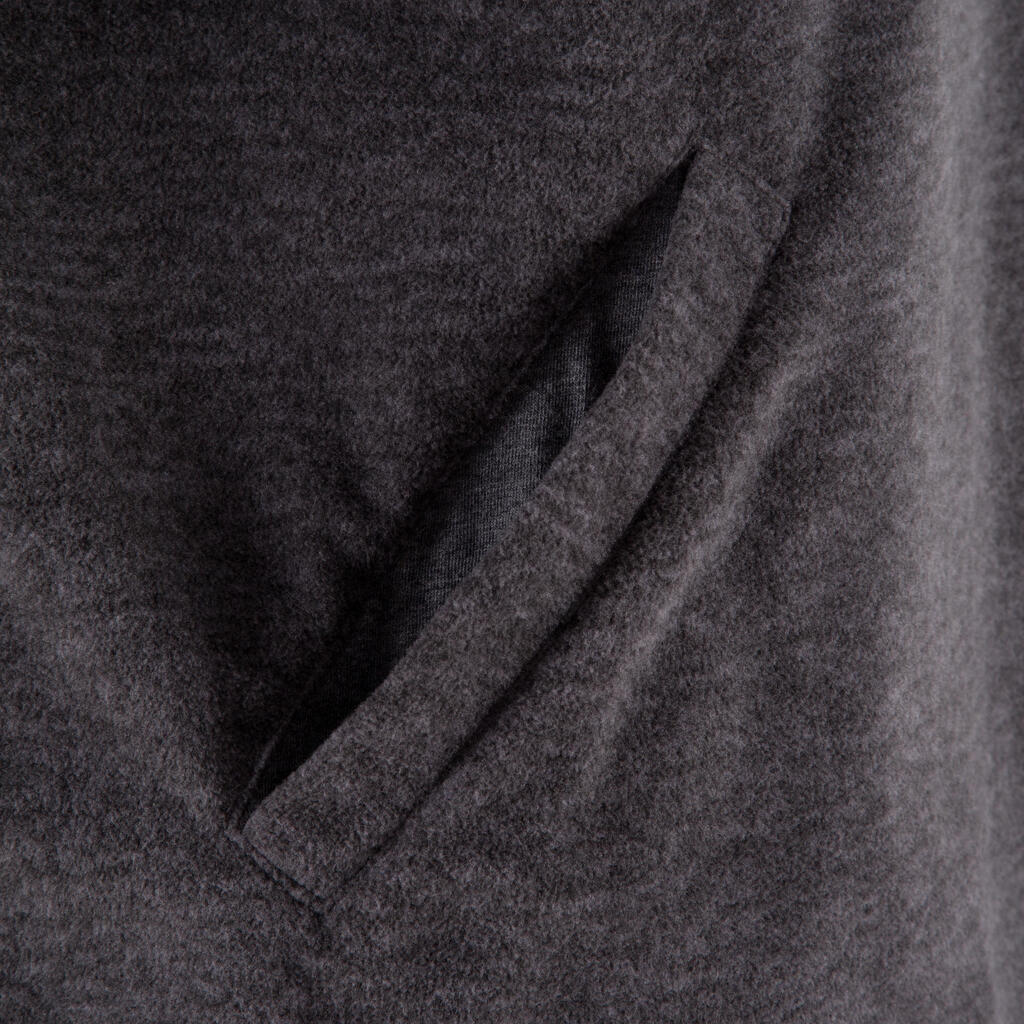 Rollkragen-Sweatshirt Fleece Yoga und Pilates Herren, hellgrau