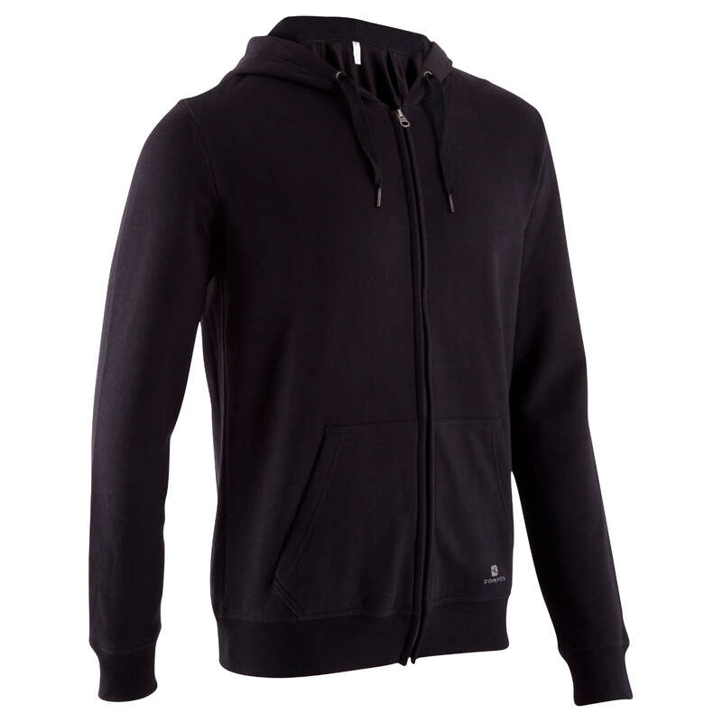 DOMYOS Bodybuilding Hooded Jacket Black Decathlon