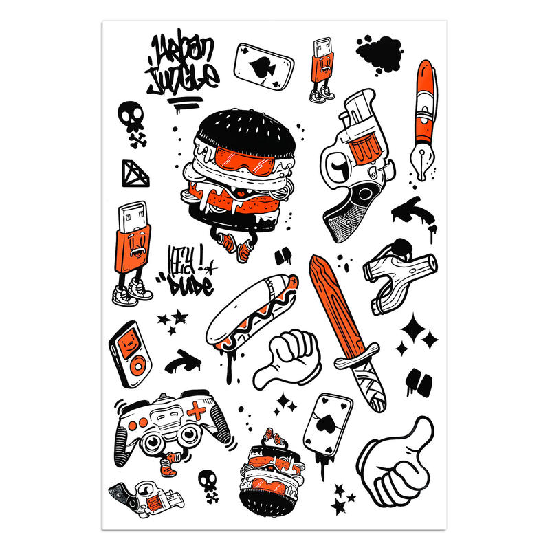 Urban Jungle Inline Skate Skateboard Scooter Helmet Stickers - Orange/Black Urban Jungle Inline Skate Skateboard Scooter Helmet Stickers - Orange/Black