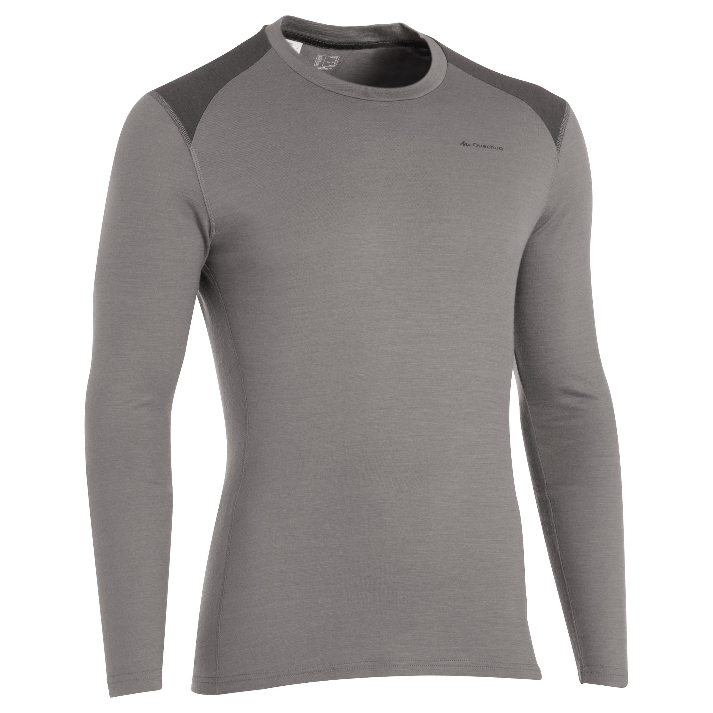 FORCLAZ Techwool 190 Men'S Long-Sleeved Hiking T-Shirt - Light Grey