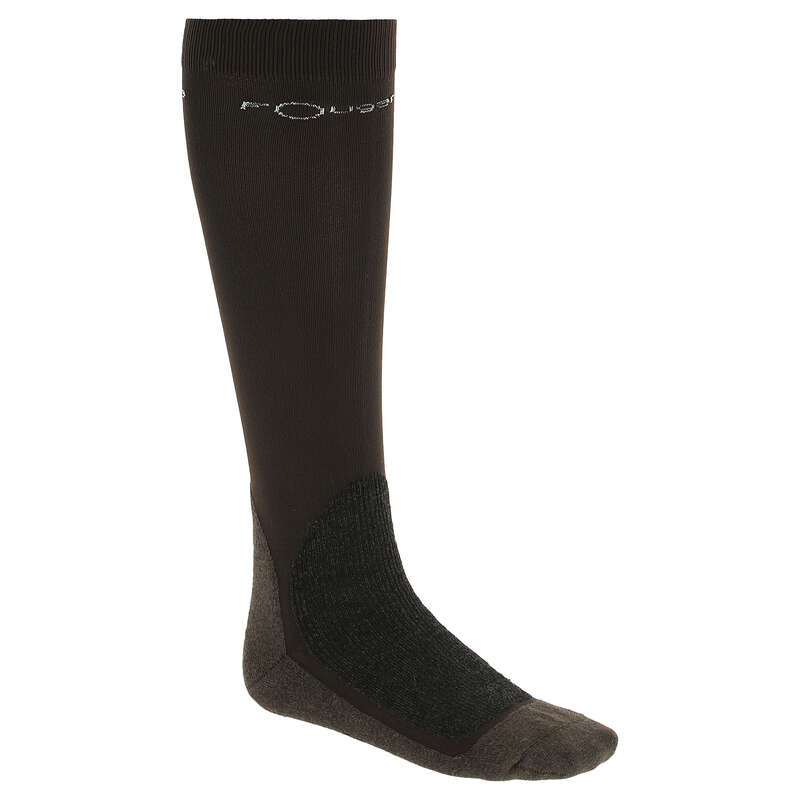 RIDING SOCKS ADULTE Horse Riding - SKS900 Socks Brown FOUGANZA - Horse Riding