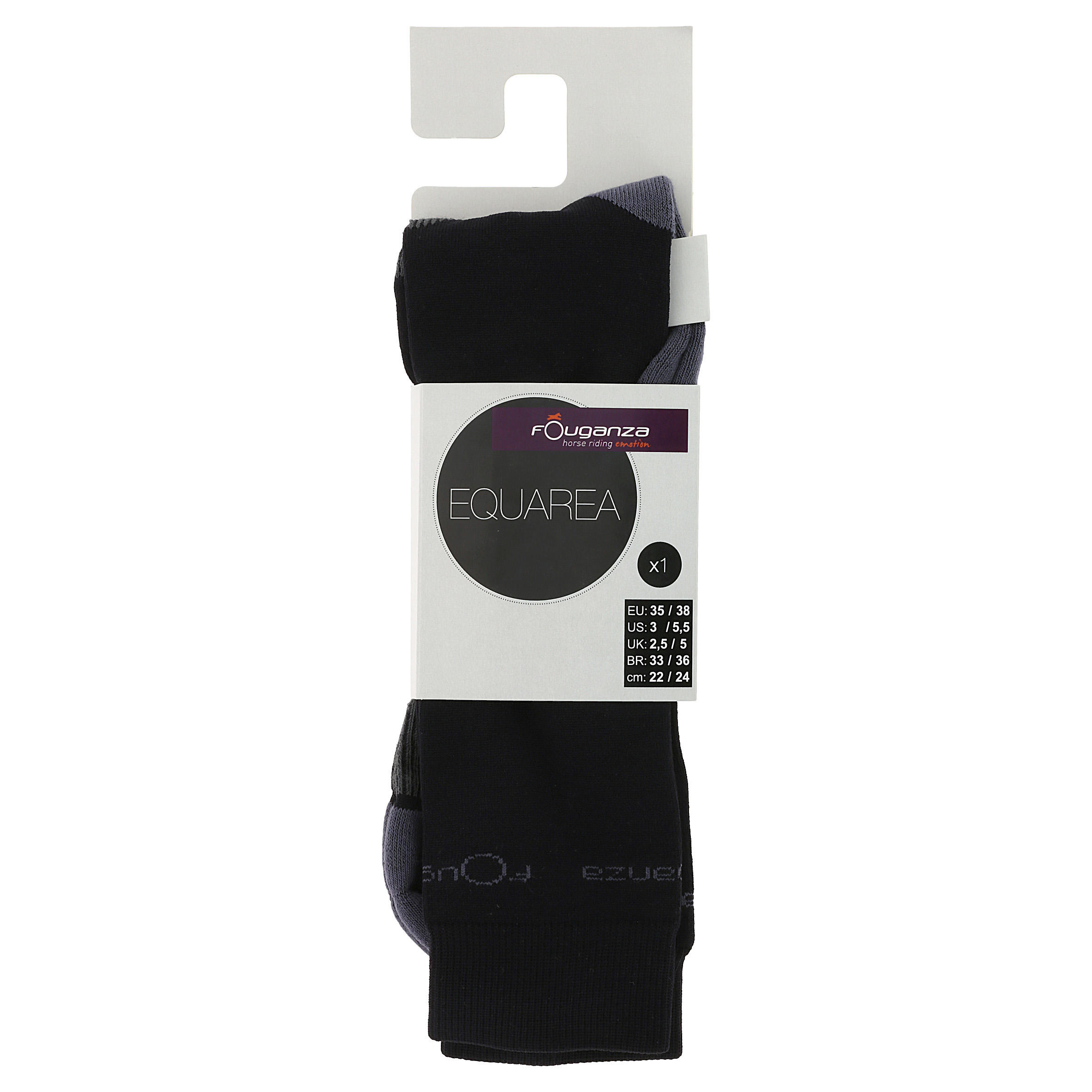 Horse Riding Socks - 700 Black - FOUGANZA