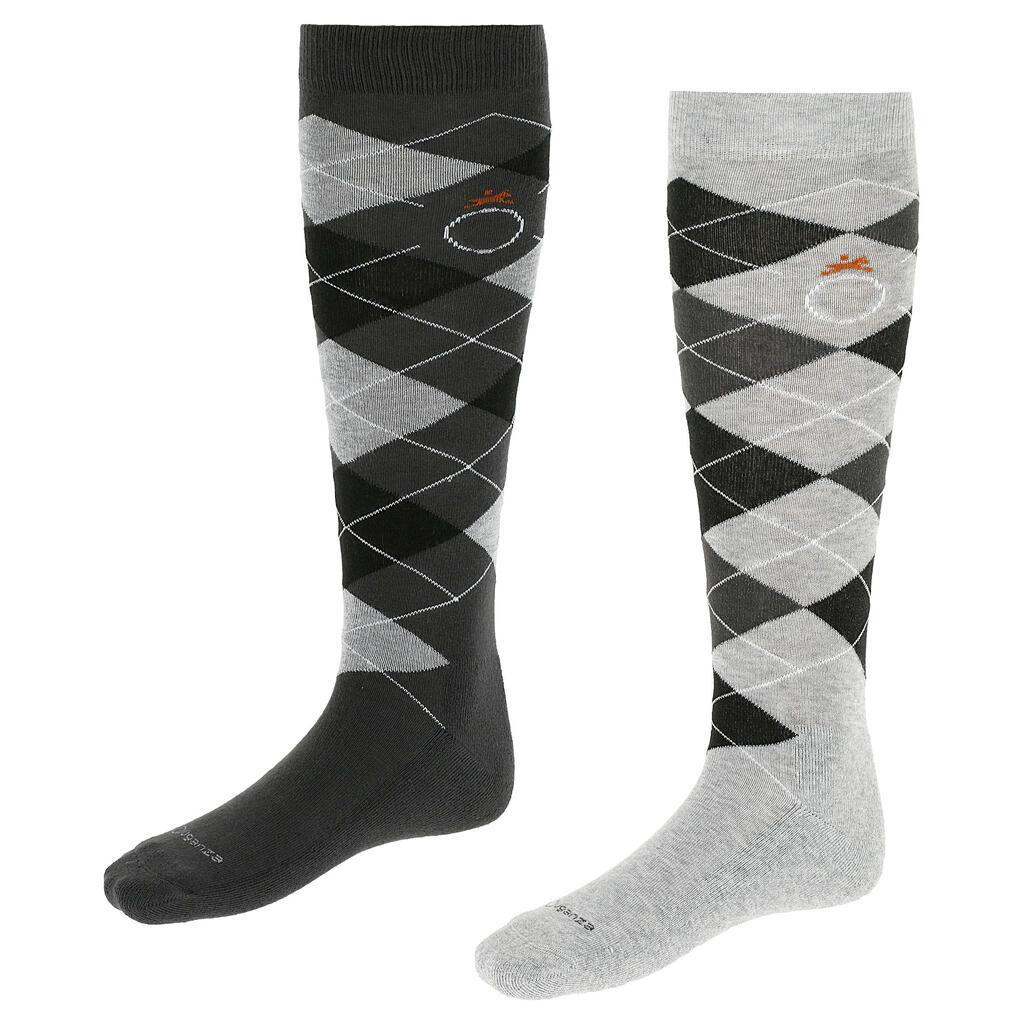 Reitsocken Erwachsene doppelpack marineblau/bordeaux