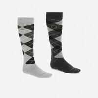 Argyle Adult Horse Riding Socks - Light Grey/Dark Grey