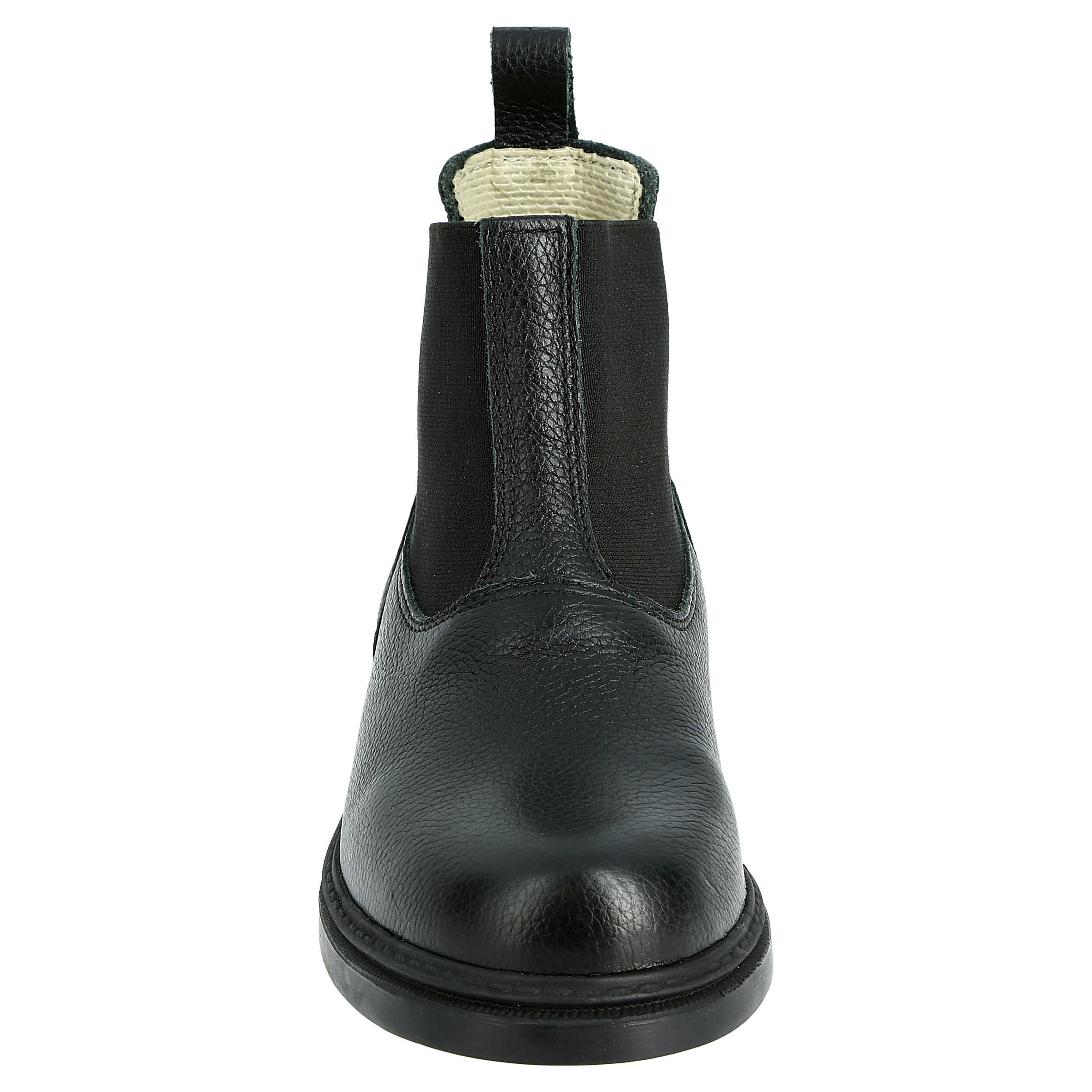 Kids' Horse Riding Classic Leather Jodhpur Boots - Black - FOUGANZA