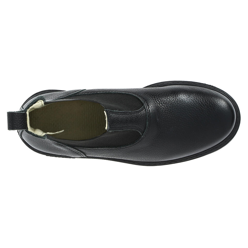 Detská jazdecká kožená obuv Classic - perká čierna