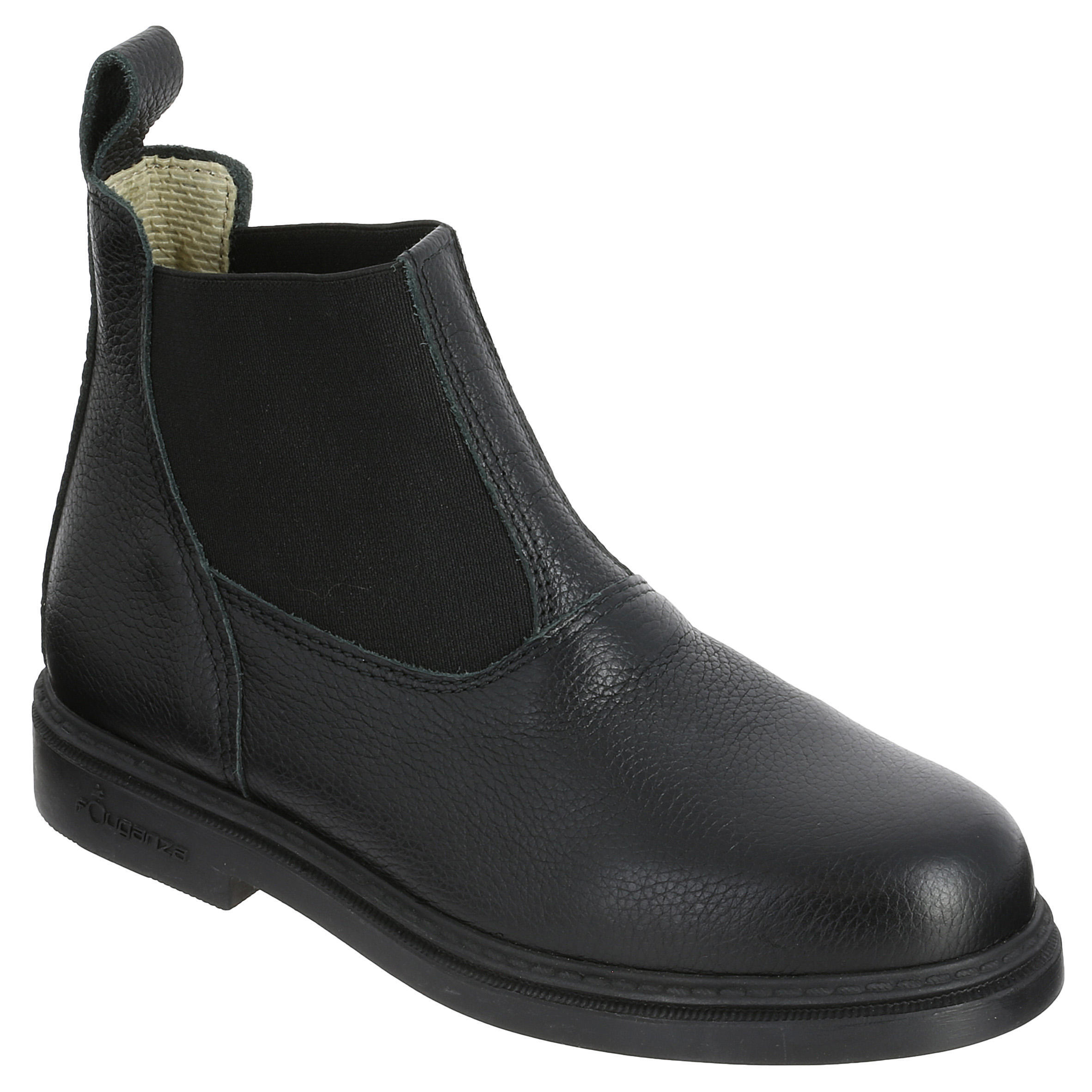 FOUGANZA Kids' Classic Horse Riding Leather Jodhpur Boots - Black