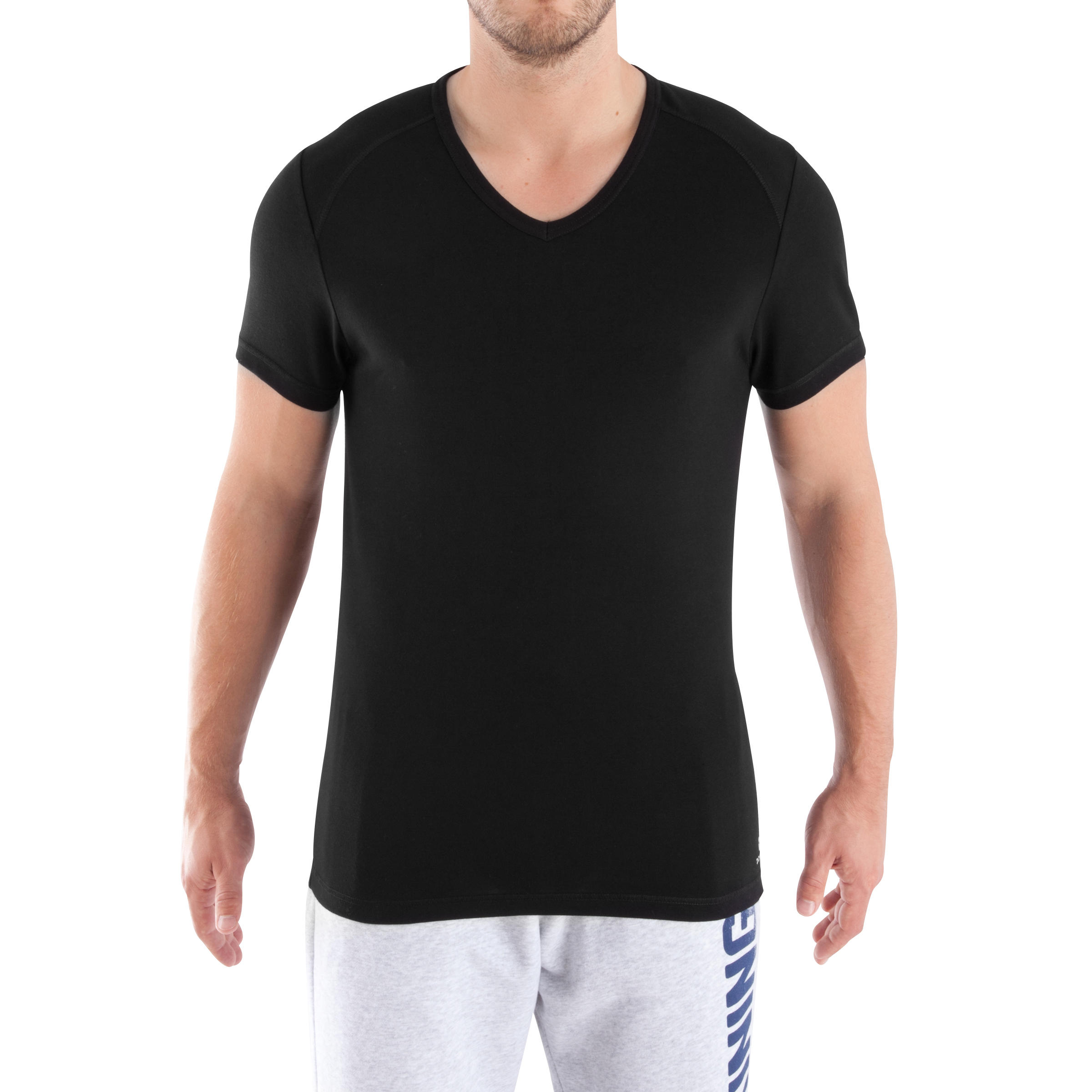 tee shirt noir col v homme