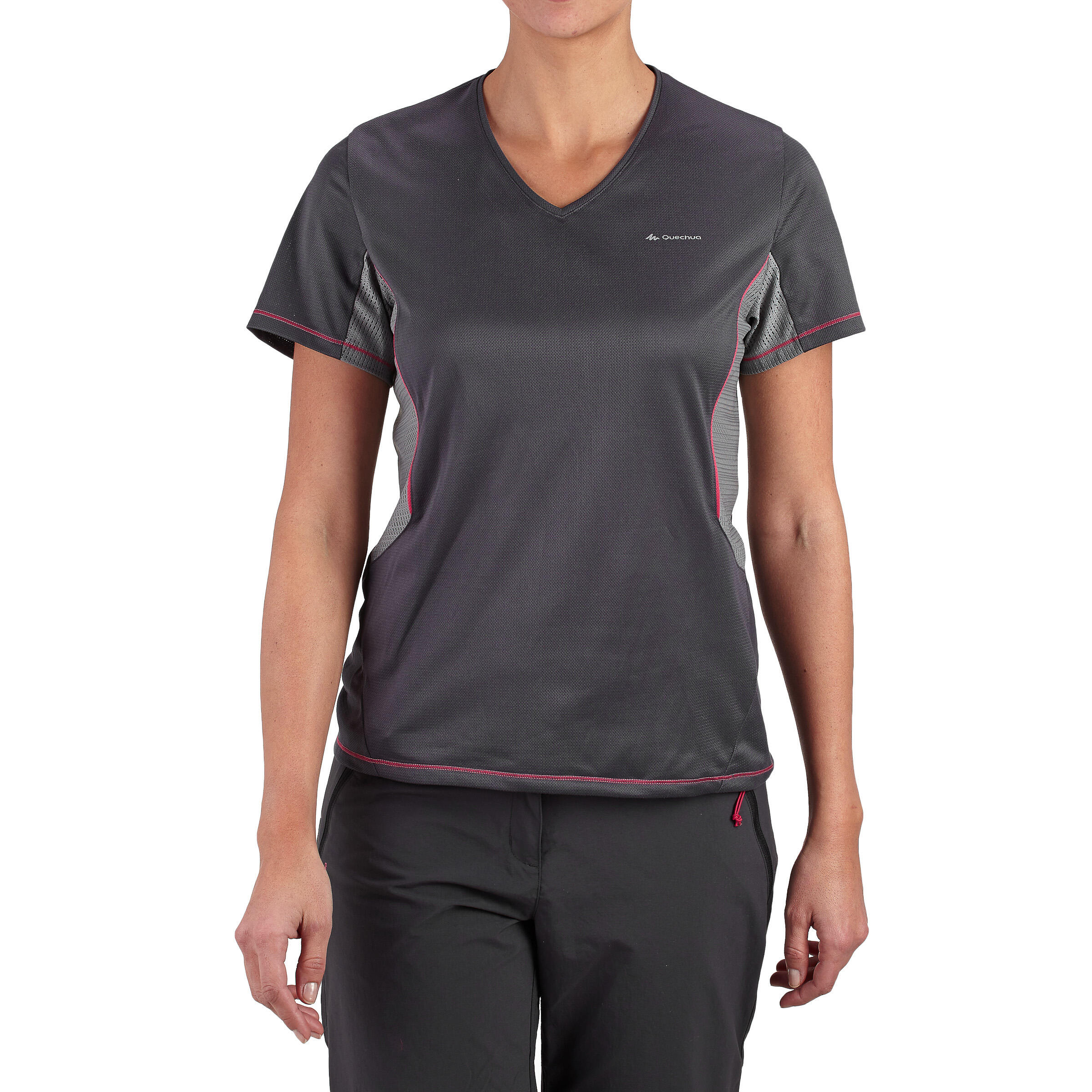 Women's Forclaz 100 short-sleeved Hiking T-shirt Dark Grey 2/11