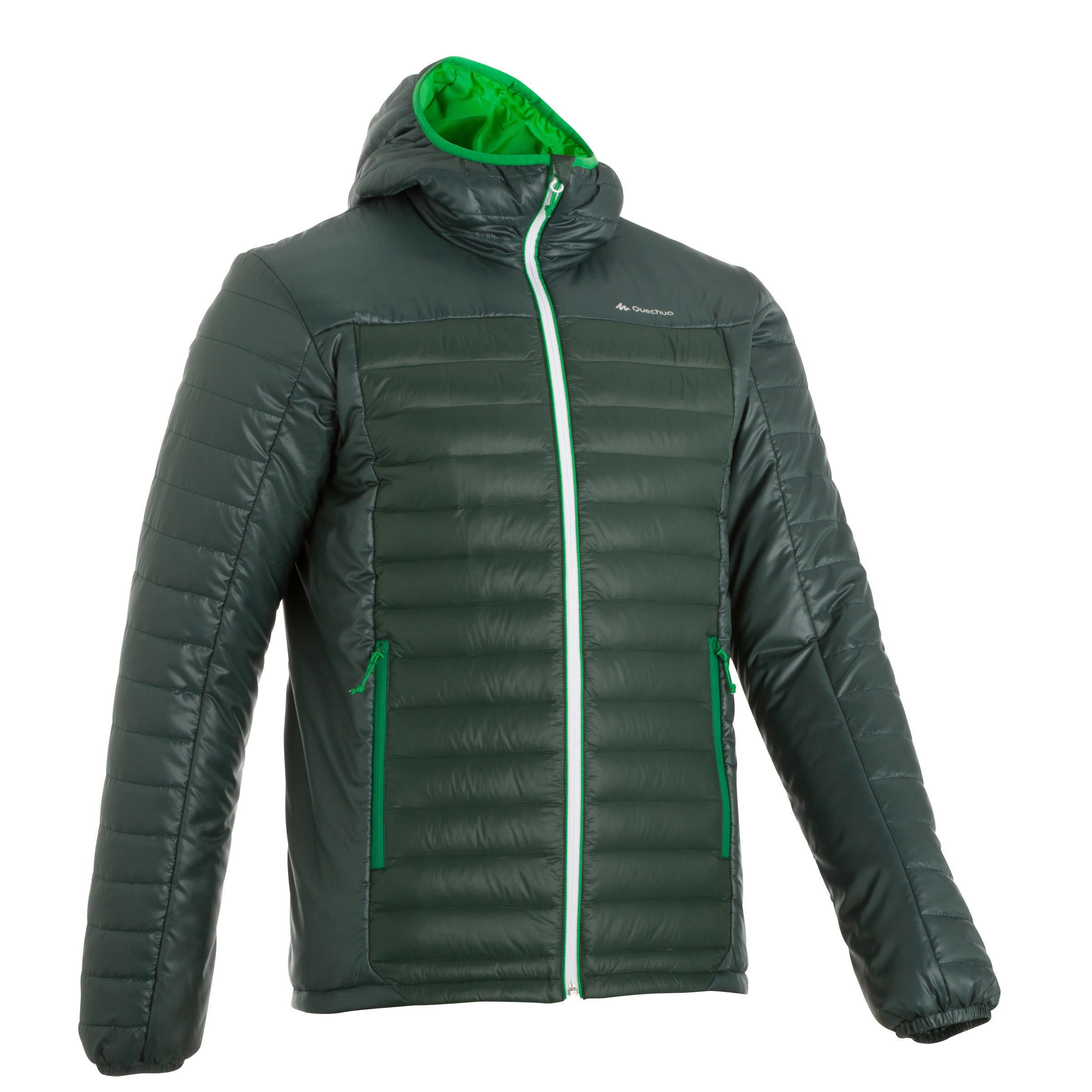 QUECHUA X-Light men's quilted hiking jacket green