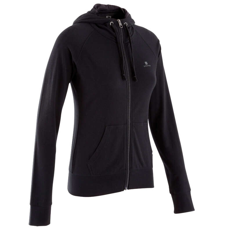 DOMYOS Women's Gym & Pilates ZipUp Hooded Jacket Black...