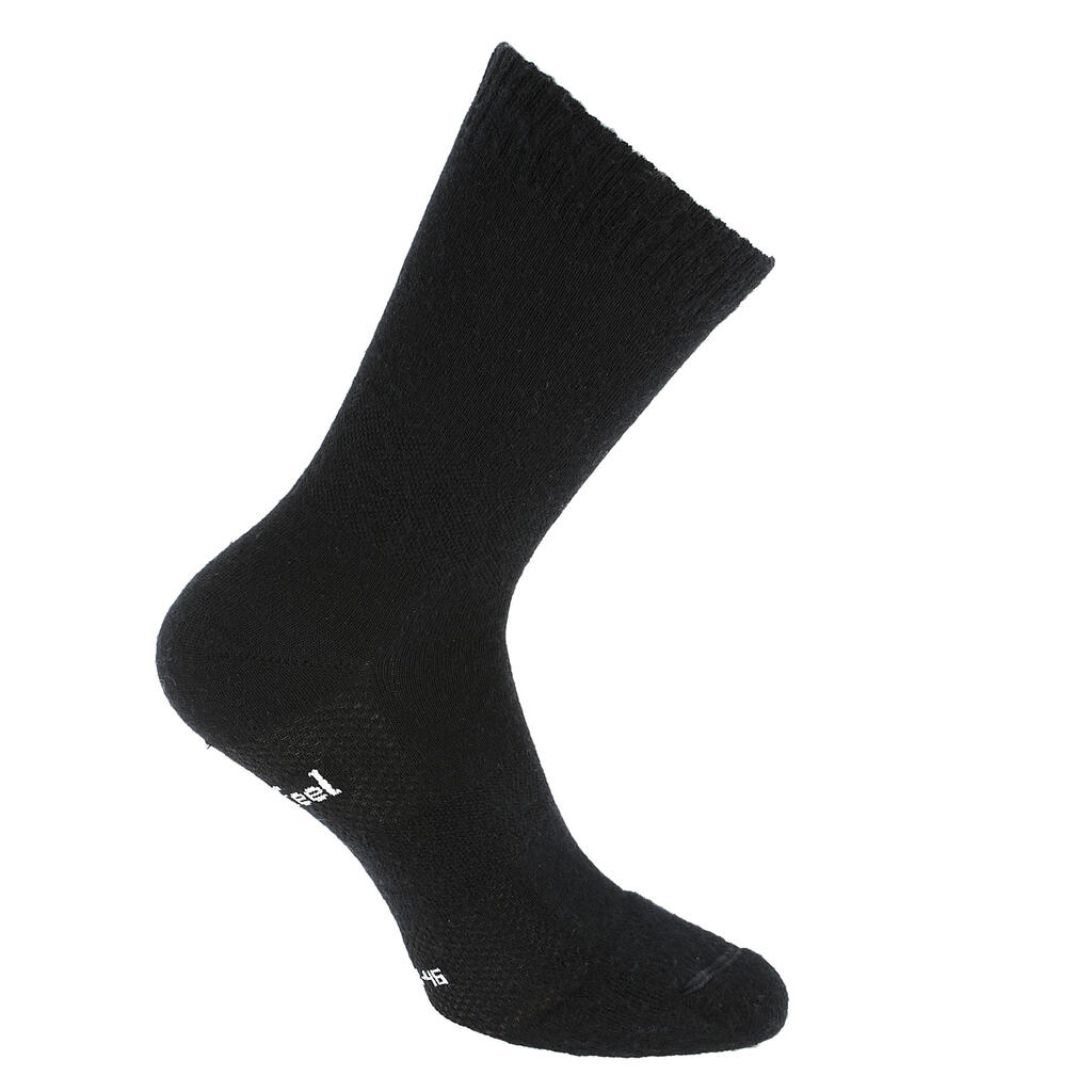 Double 500 fitness walking wool/cotton socks - black