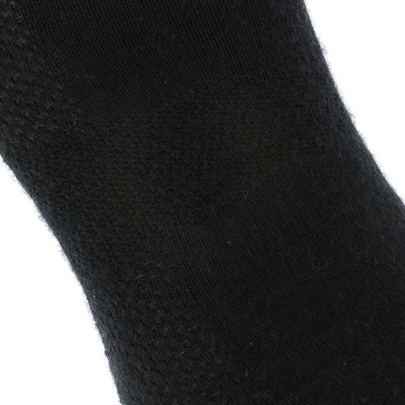 Chaussettes marche sportive Double 500 laine/coton noir