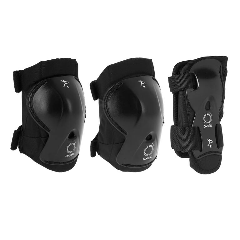 Kids' Set of Inline Skate Protectors Play - Black