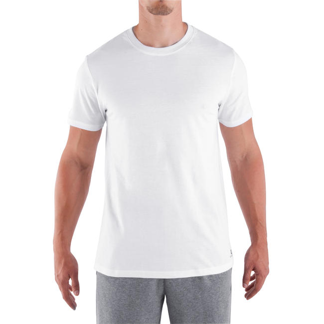 Men's Gym TShirt Regular Fit Sportee 100 White