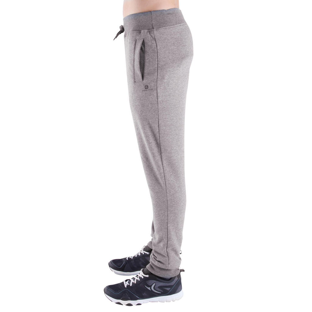 Pánske nohavice slim na fitness hrejivé sivé 