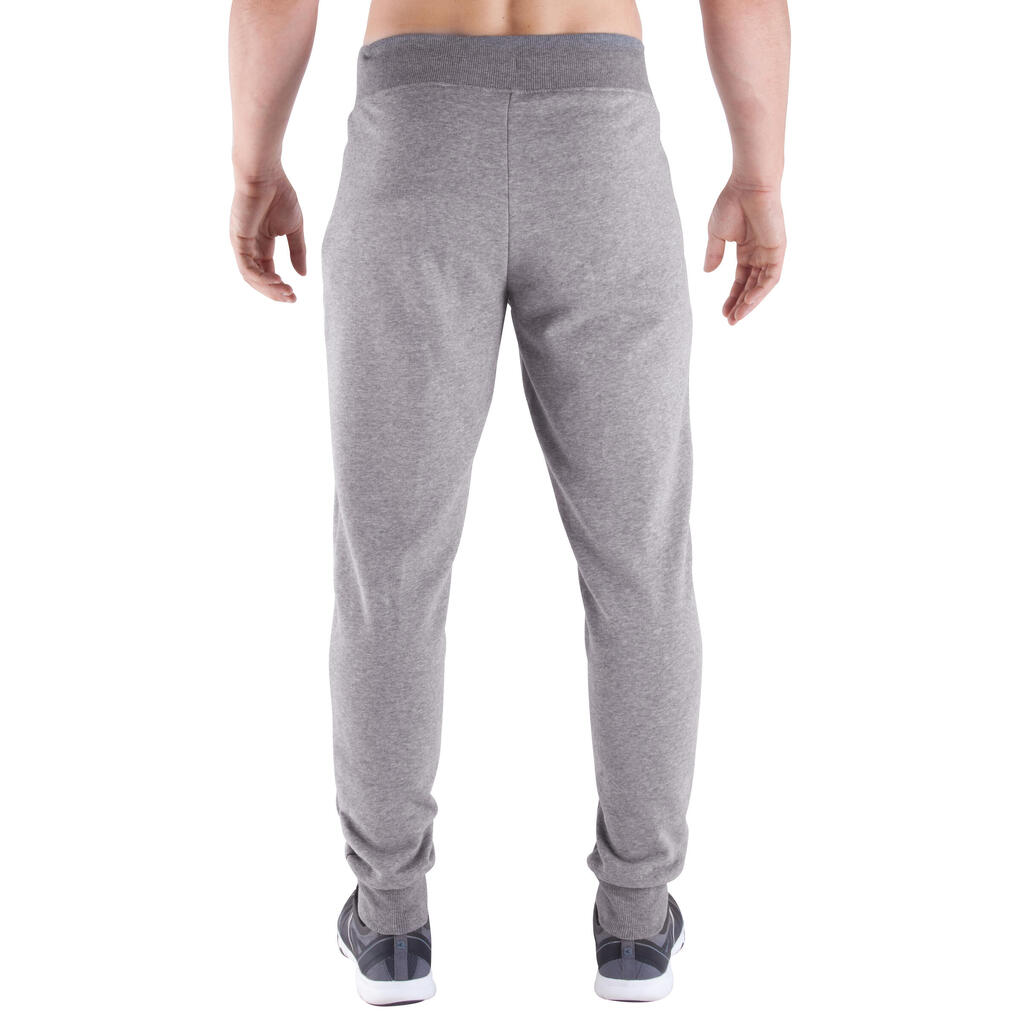 Pánske nohavice slim na fitness hrejivé sivé 