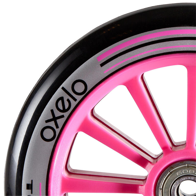 1 roue trottinette 125mm avec roulements rose