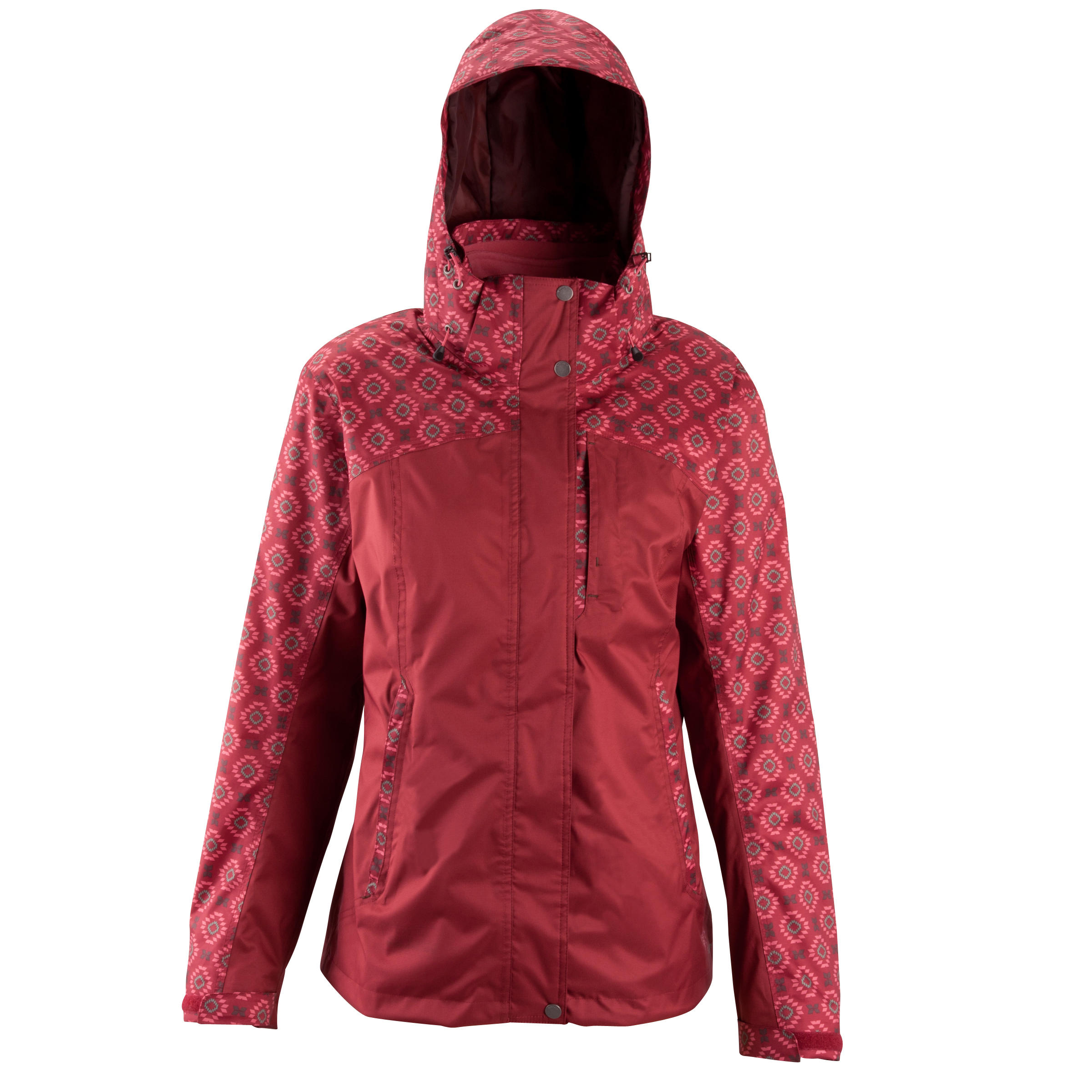 QUECHUA Arpenaz 300 Rain 3-in-1 Women's Hiking Jacket - Burgundy Red