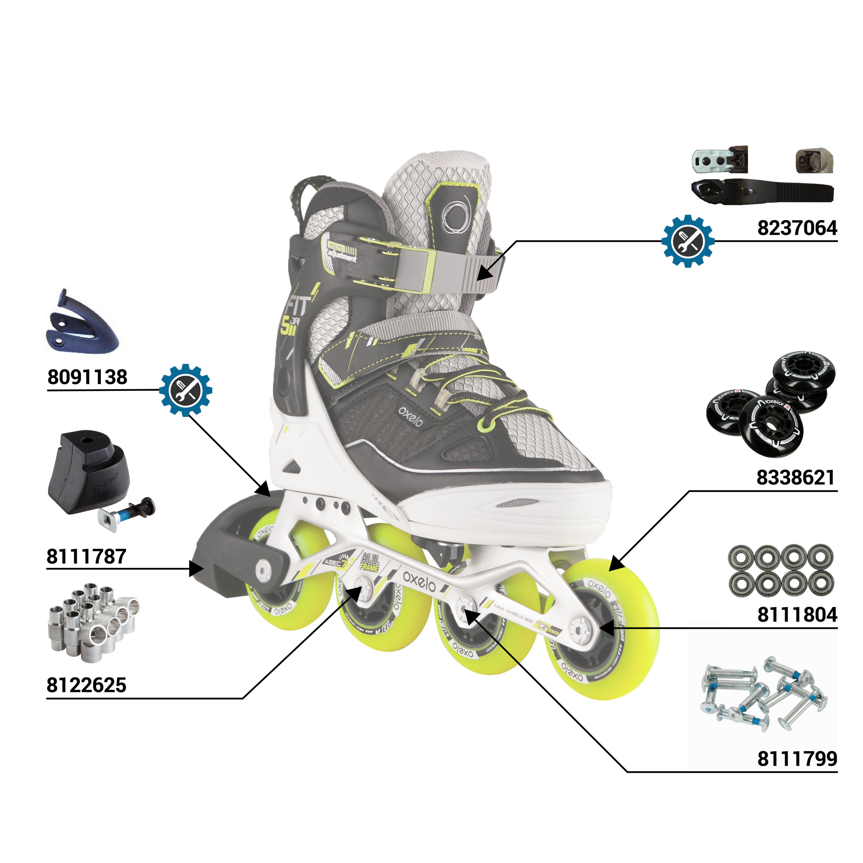 Fit 5 Jr Kids' Inline Fitness Skates - Yellow/White 8/8