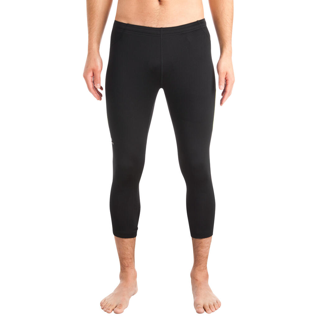 Laufhose 3/4 Tights Kiprun Trail Herren schwarz/gelb
