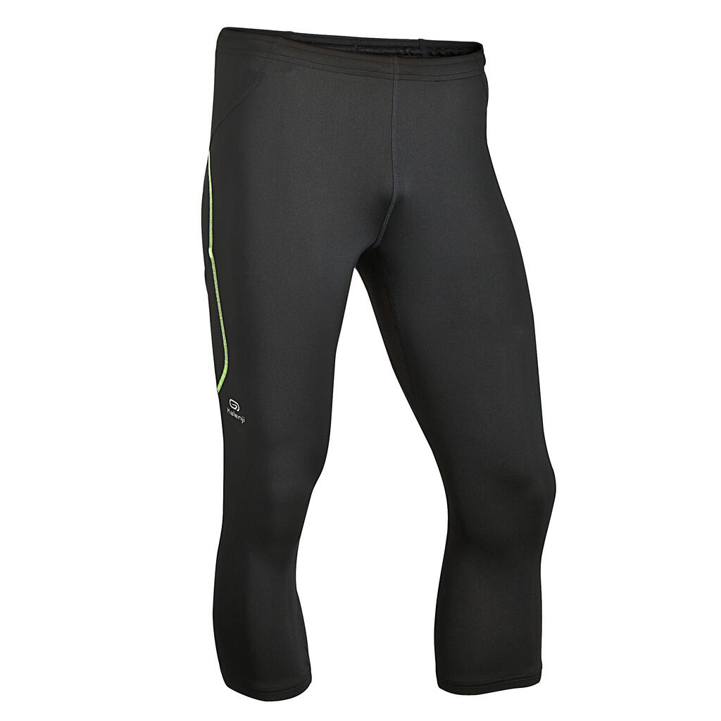Laufhose 3/4 Tights Kiprun Trail Herren schwarz/gelb