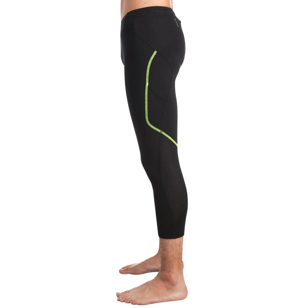 Laufhose 3/4 Tights Kiprun Trail Herren schwarz/gelb