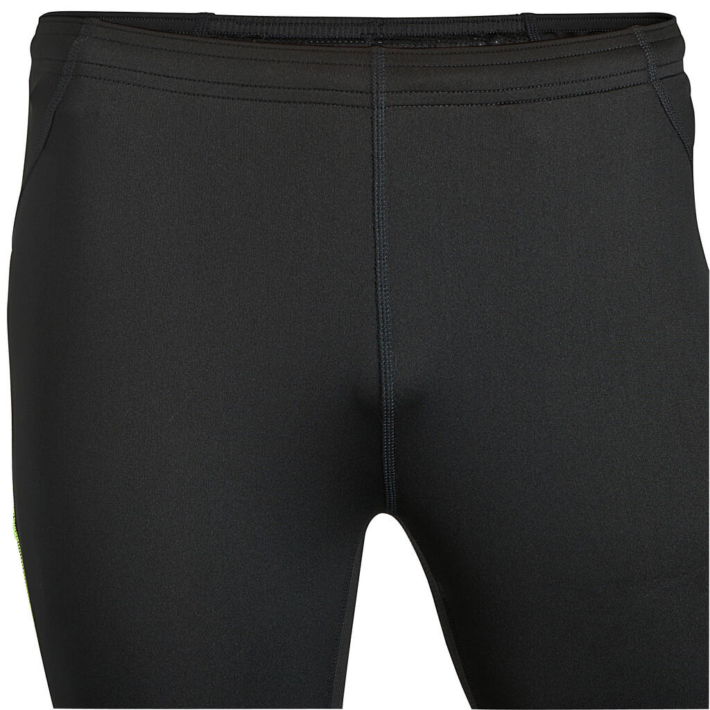 Laufhose 3/4 Tights Kiprun Trail Herren schwarz/gelb