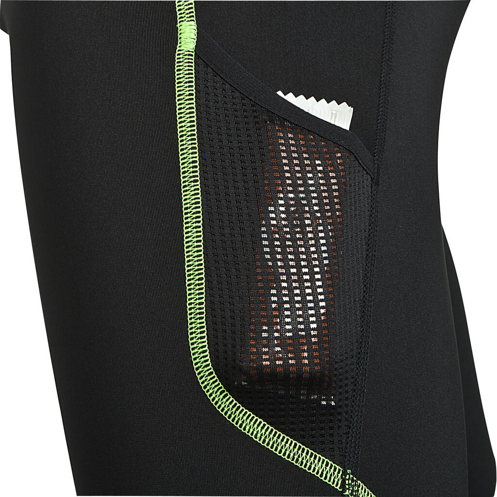 Laufhose 3/4 Tights Kiprun Trail Herren schwarz/gelb