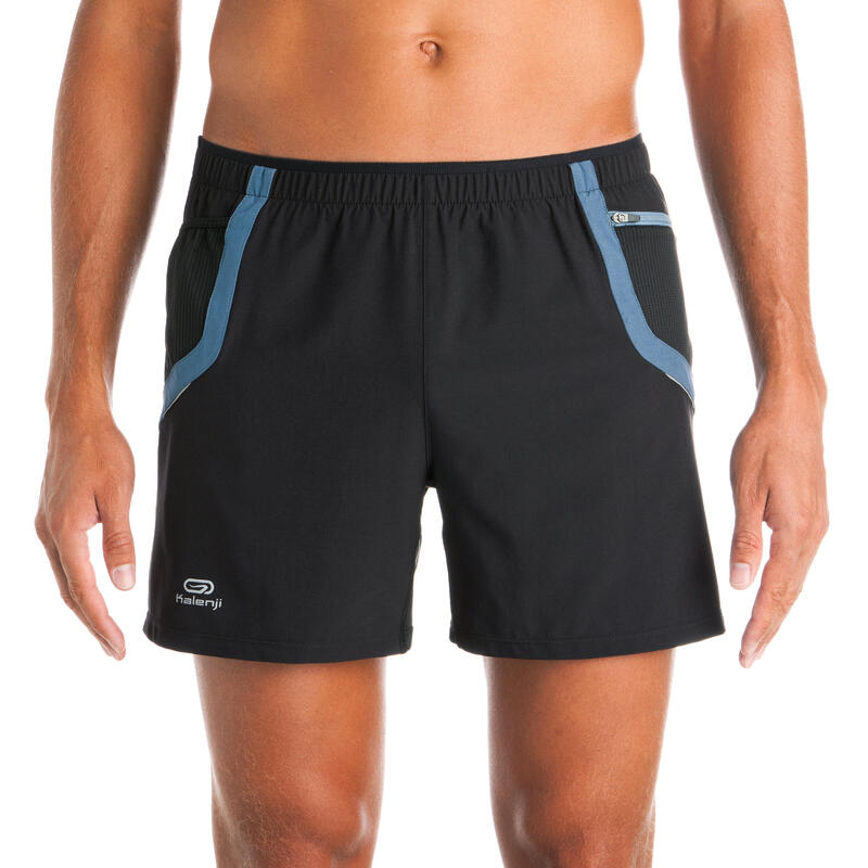 Kapteren Men's Trail Running Baggy Shorts black/red KALENJI Decathlon