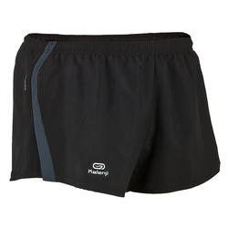 Kiprun men's split running shorts - black/grey