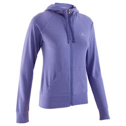 Veste légère zippée à capuche Fitness Femme bleu