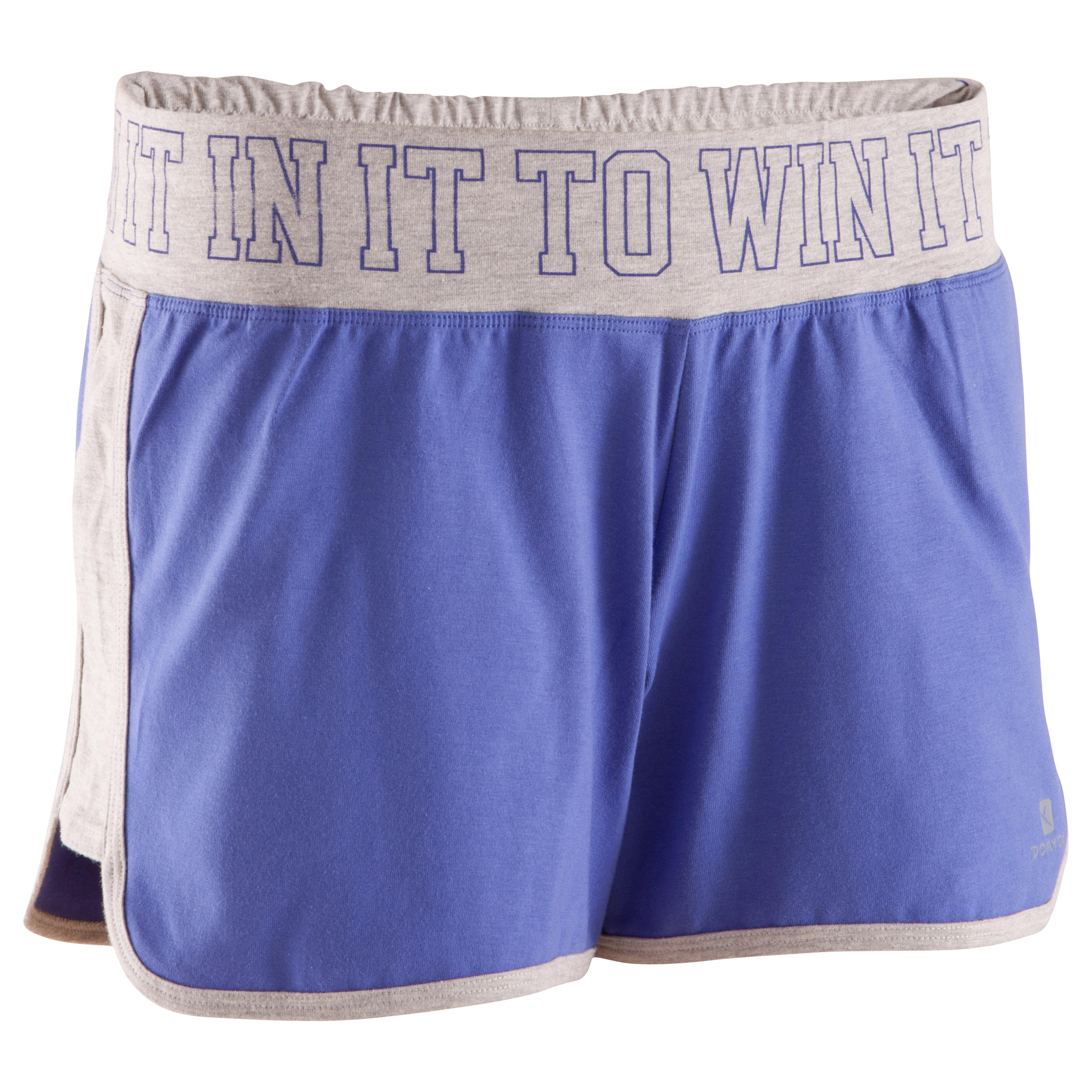 DOMYOS Women's Fitness Shorts with Contrasting Waistband - Blue/Grey