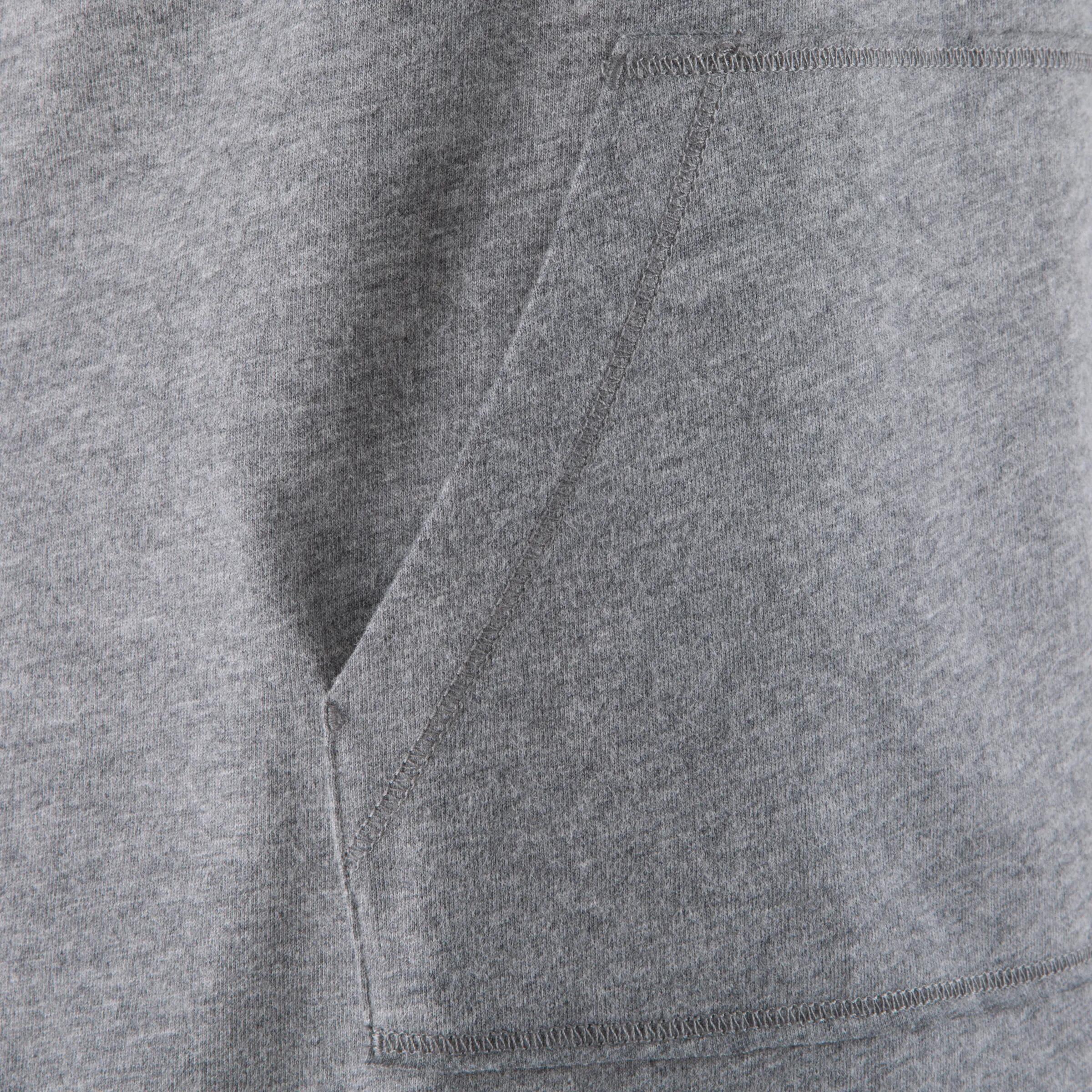 Women's Fitness Long-Sleeved Hooded T-Shirt - Dark Mottled Grey 9/10