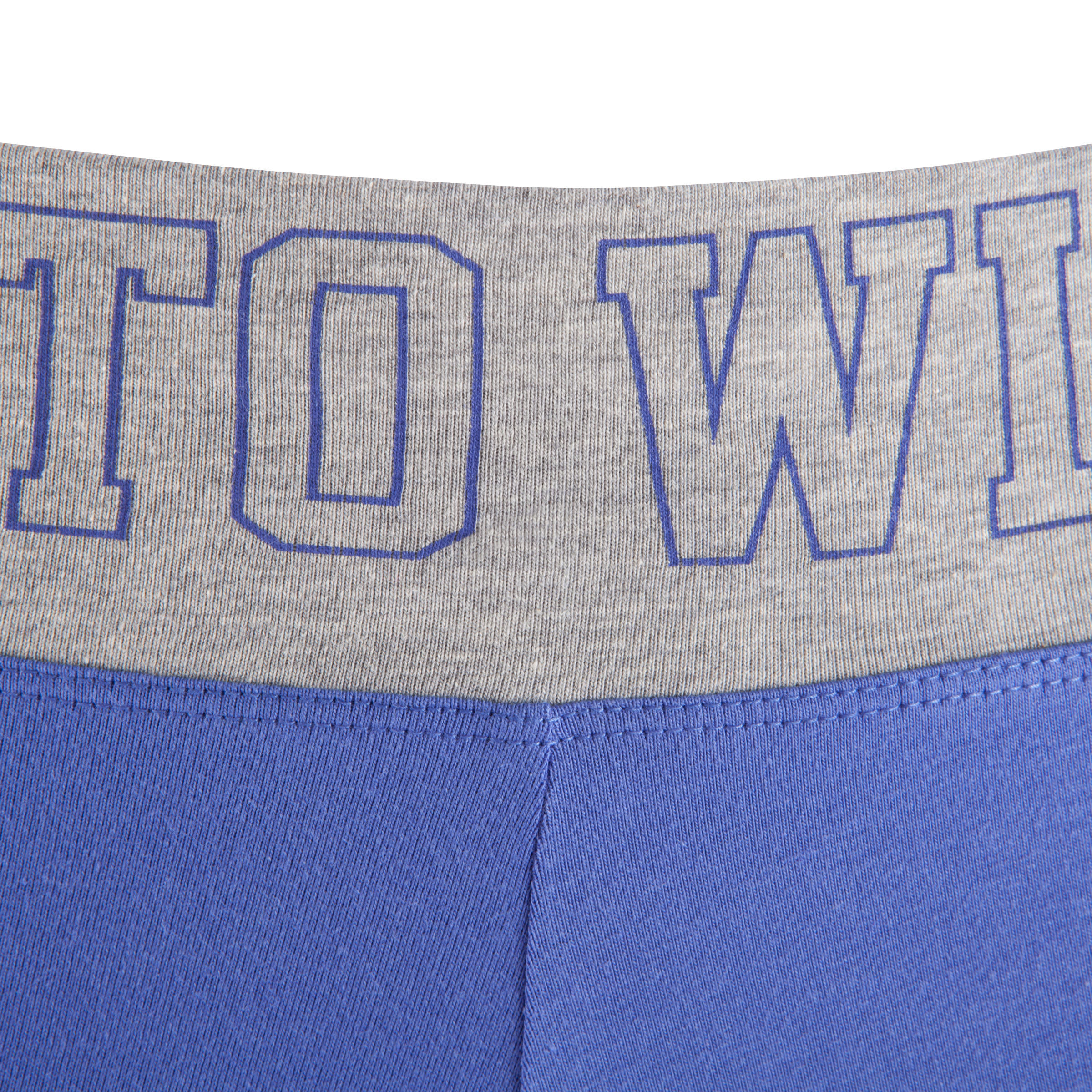 Women's Fitness Cropped Bottoms with Print Waistband - Blue/Grey 8/9