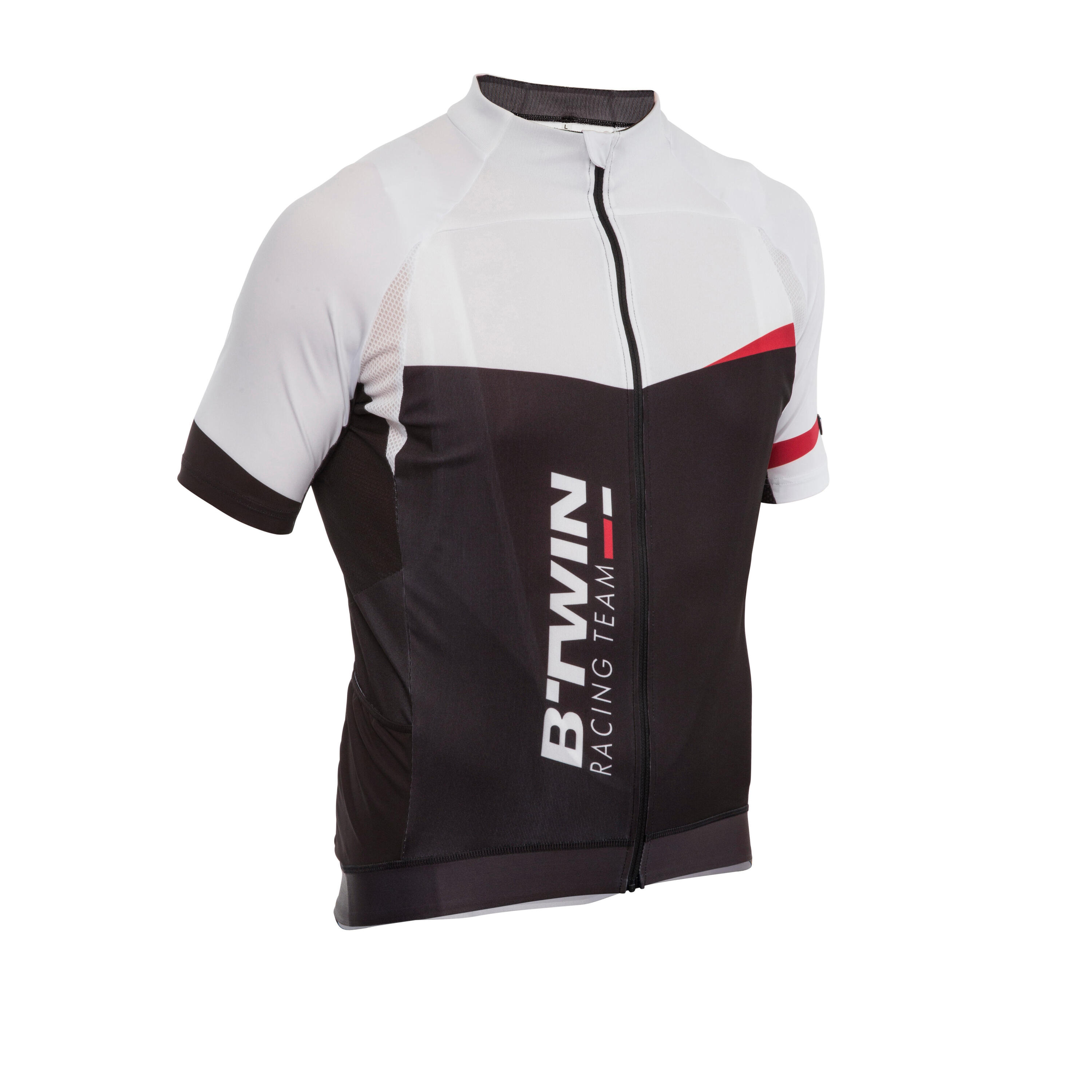 BTWIN 520 SHORT-SLEEVED CYCLING JERSEY - BLACK WHITE