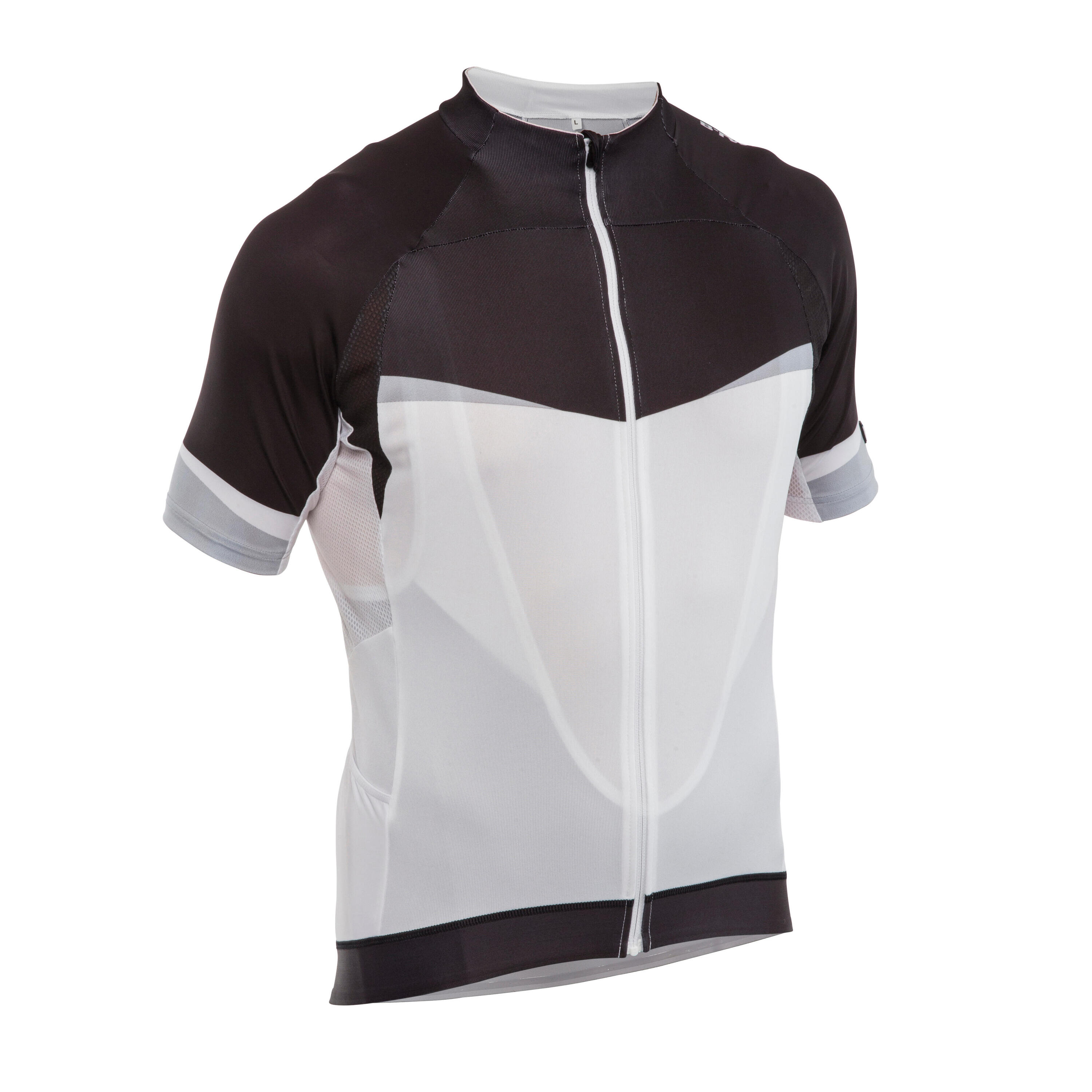 BTWIN 520 SHORT-SLEEVED CYCLING JERSEY - WHITE BLACK