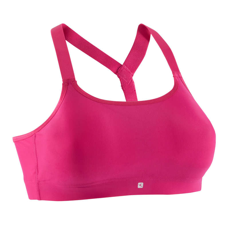 Дамско бюстие ACTIVE, за фитнес, розово DOMYOS - Decathlon