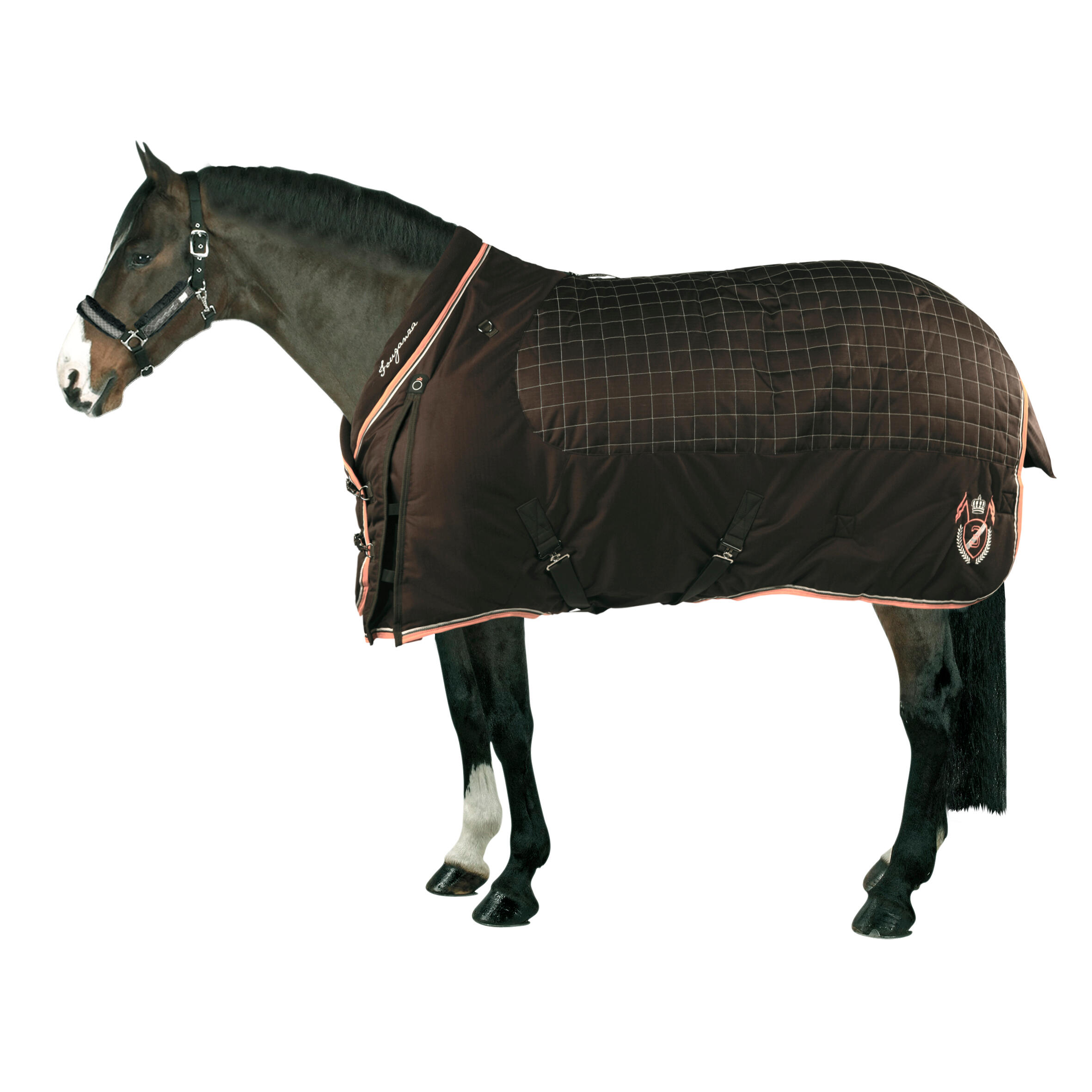 FOUGANZA STABLE 400 "3" horse riding stable rug for horse or pony - brown/orange