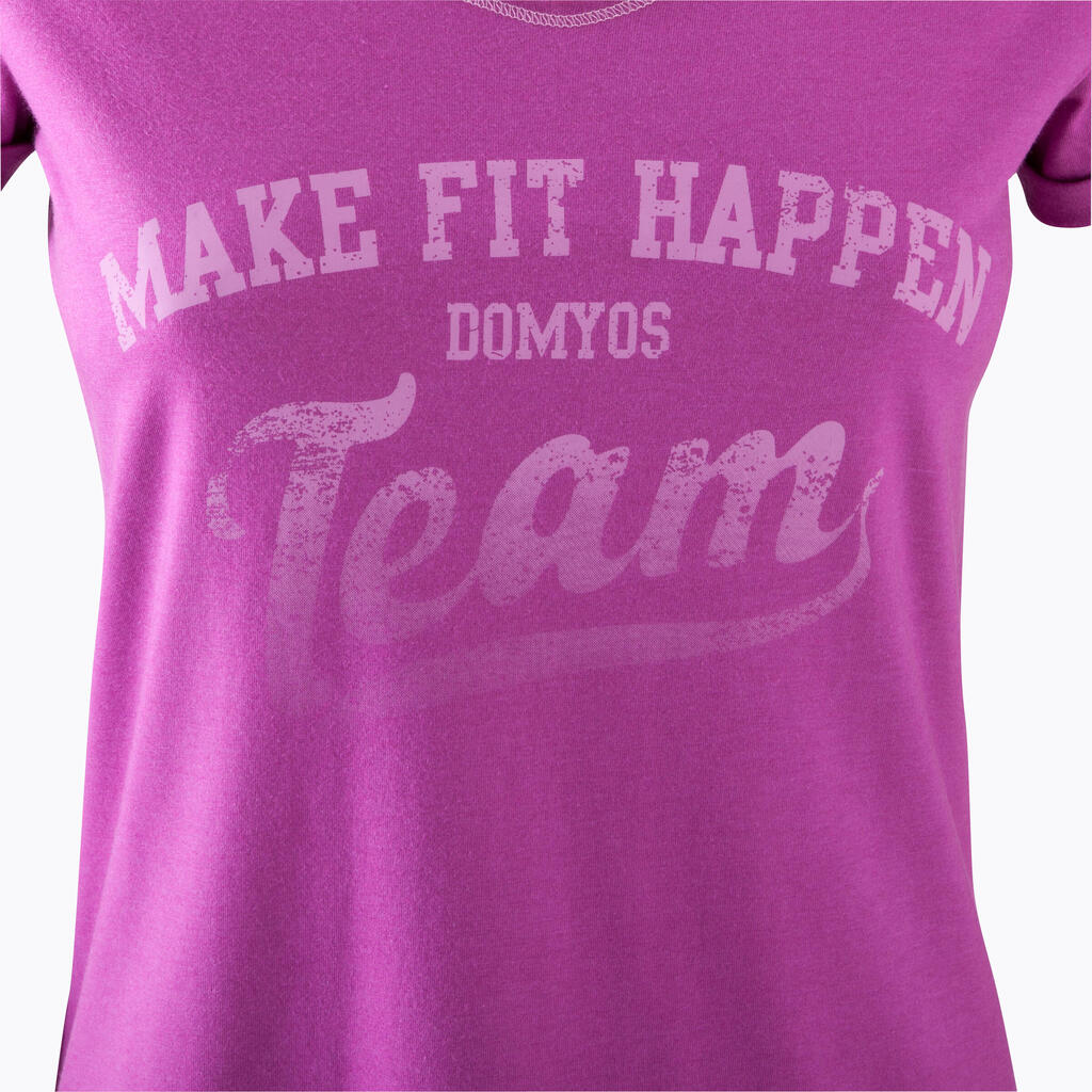 Kurzarm-Shirt mit Print Fitness Damen