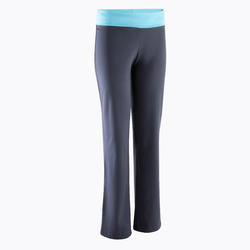 Pantalon en coton biologique gym douce, yoga, pilates, femme gris et bleu