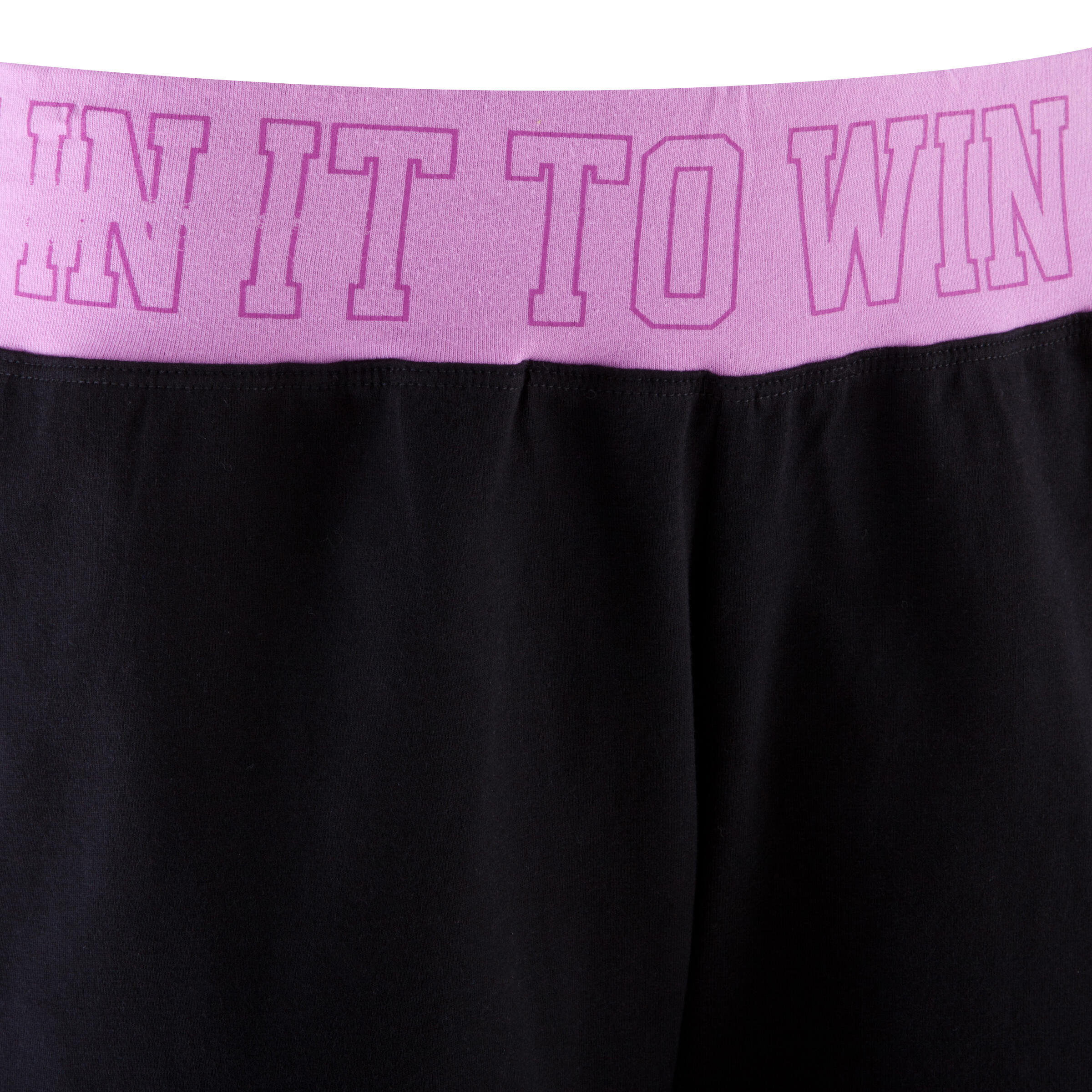 Women's Fitness Shorts with Contrasting Print Waistband - Black/Pink 7/11