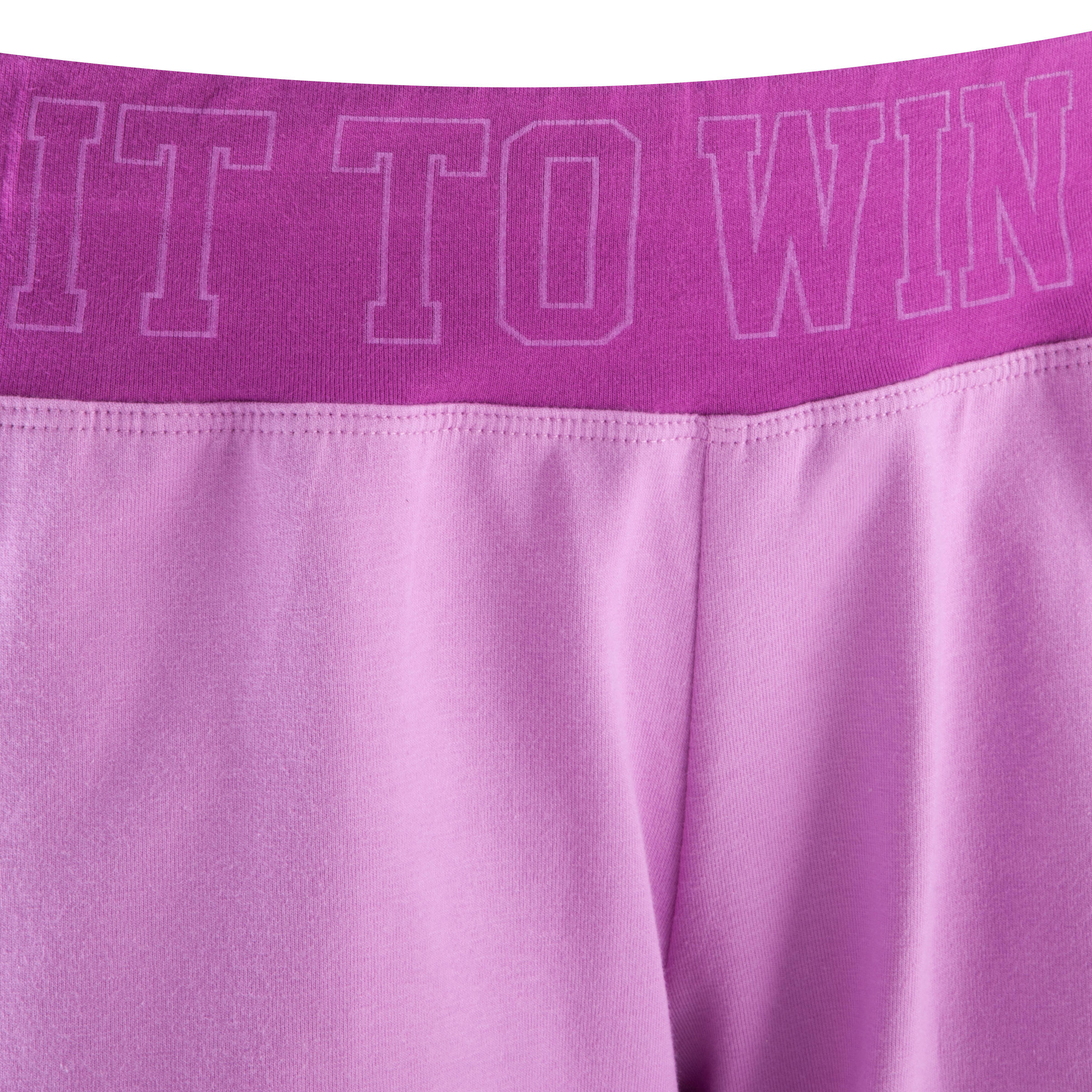 Women's Fitness Shorts with Contrasting Print Waistband - Mauve/Dark Pink 7/11