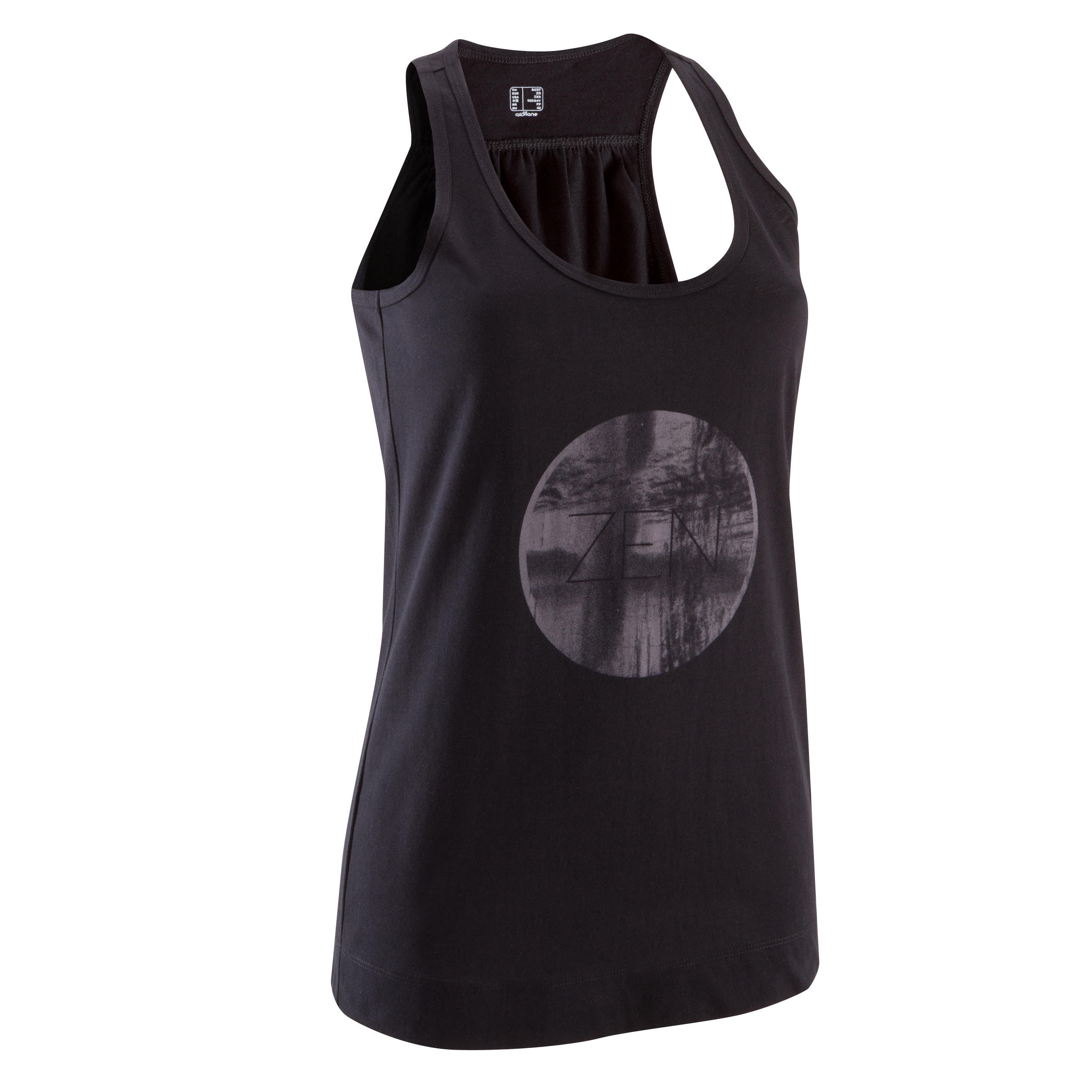 Women's Gentle Gymnastics Yoga and Pilates Organic Cotton Print Tank Top - Black 1/12