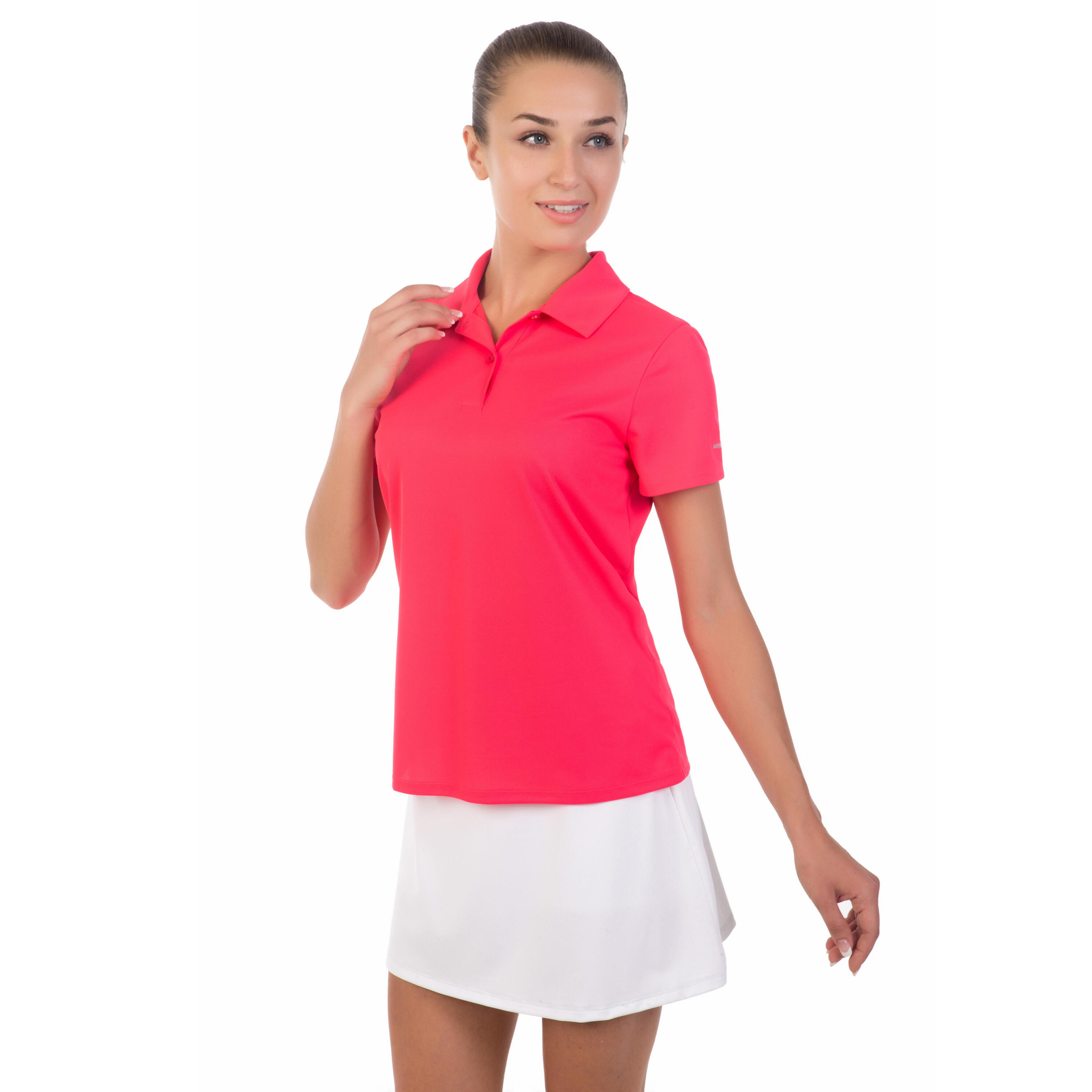 Essential Women's Tennis Badminton Padel Table Tennis Squash Polo Shirt - Pink 3/6