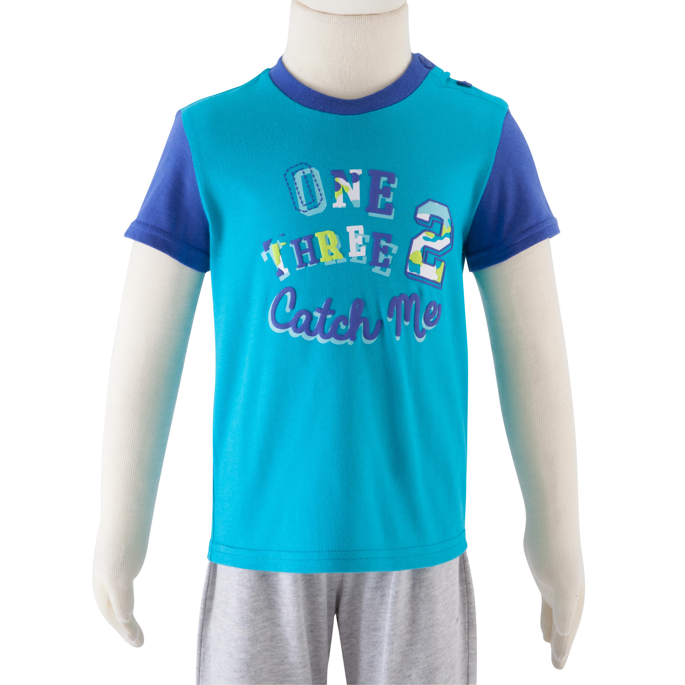 Baby Short-Sleeved Organic Cotton T-shirt - Turquoise 8/11
